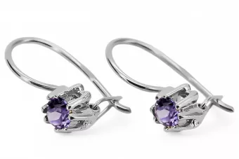 Kolczyki z 925 Srebro 14k 583 z Alexandrite vec053s Sowiecki styl Vintage Biżuteria Art Deco